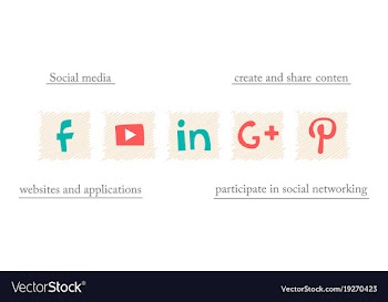 Social network symbols in speech balloons vector image