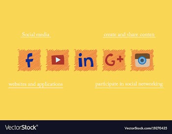 Social network symbols in speech balloons vector image