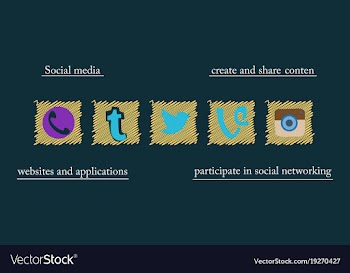 Social network symbols in speech balloons vector image