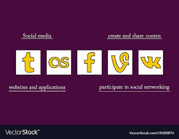 Social network symbols in speech balloons vector image