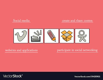 Social network symbols in speech balloons vector image
