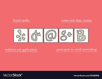 Social network symbols in speech balloons vector image