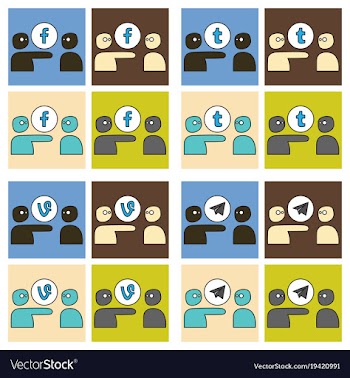 Social network symbols in speech balloons vector image