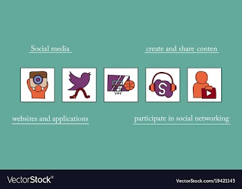 Social network symbols in speech balloons vector image