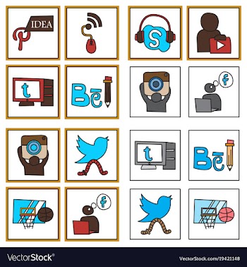 Social network symbols in speech balloons vector image