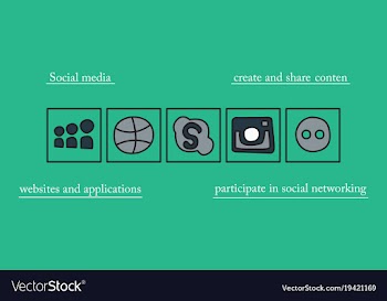 Social network symbols in speech balloons vector image