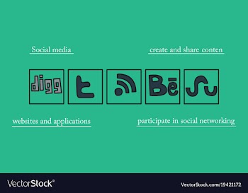 Social network symbols in speech balloons vector image