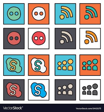 Social network symbols in speech balloons vector image