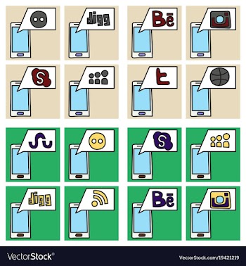 Social network symbols in speech balloons vector image
