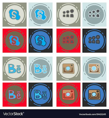 Social network symbols in speech balloons vector image
