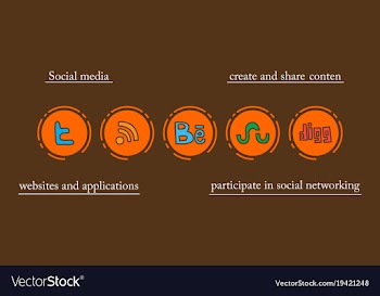 Social network symbols in speech balloons vector image