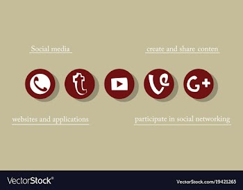Social network symbols in speech balloons vector image