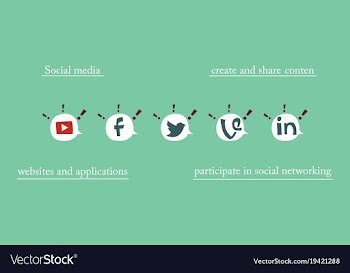 Social network symbols in speech balloons vector image