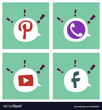 Social network symbols in speech balloons vector image