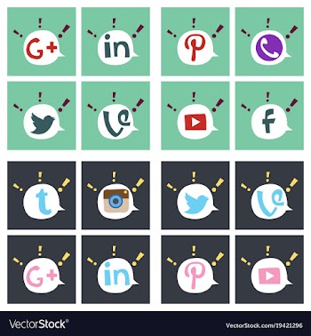 Social network symbols in speech balloons vector image