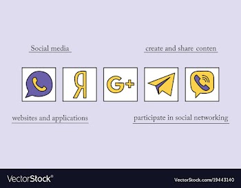 Social network symbols in speech balloons vector image