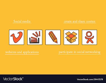 Social network symbols in speech balloons vector image