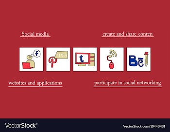 Social network symbols in speech balloons vector image