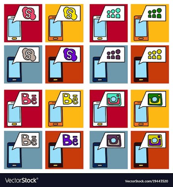 Social network symbols in speech balloons vector image