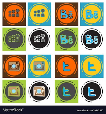 Social network symbols in speech balloons vector image