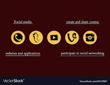 Social network symbols in speech balloons vector image