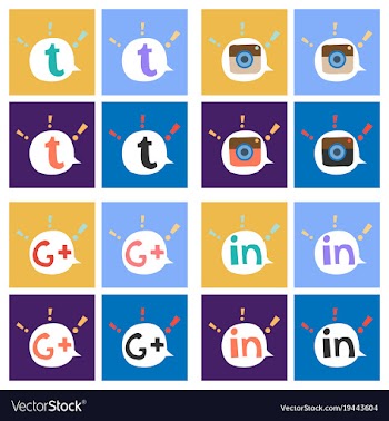 Social network symbols in speech balloons vector image