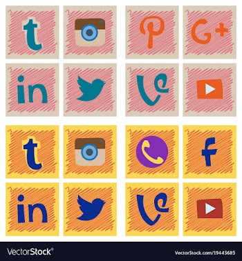 Social network symbols in speech balloons vector image