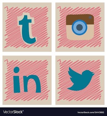 Social network symbols in speech balloons vector image
