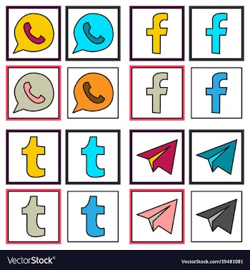 Social network symbols in speech balloons vector image