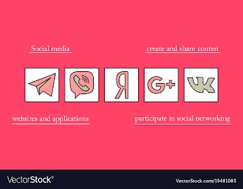 Social network symbols in speech balloons vector image