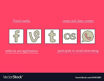 Social network symbols in speech balloons vector image
