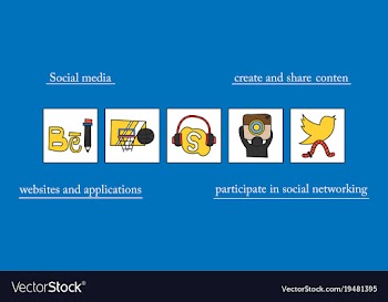 Social network symbols in speech balloons vector image