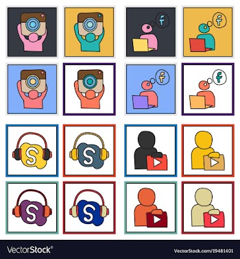 Social network symbols in speech balloons vector image