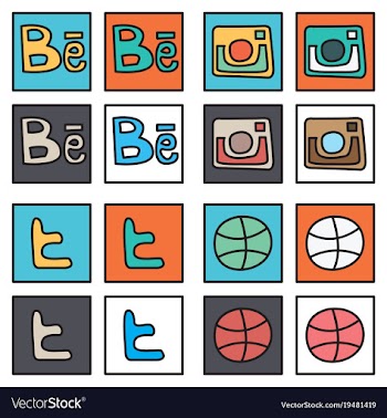 Social network symbols in speech balloons vector image