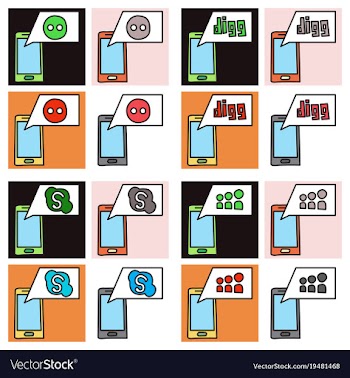 Social network symbols in speech balloons vector image