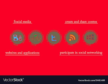 Social network symbols in speech balloons vector image