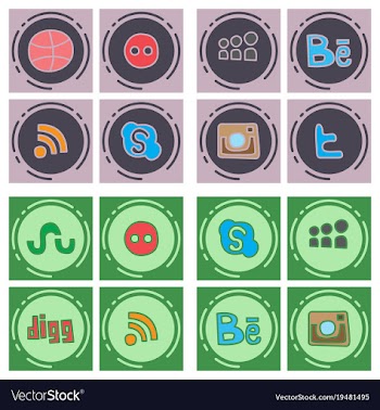 Social network symbols in speech balloons vector image