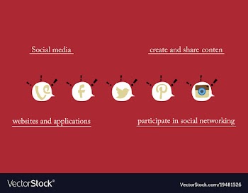 Social network symbols in speech balloons vector image