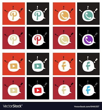 Social network symbols in speech balloons vector image