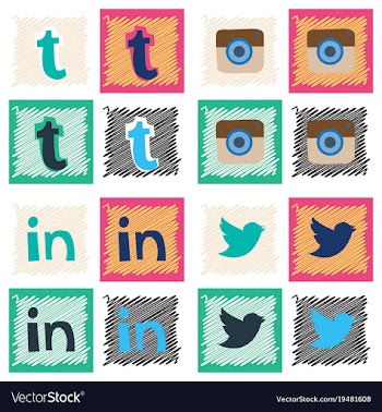 Social network symbols in speech balloons vector image