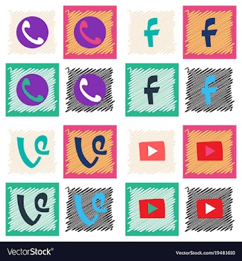 Social network symbols in speech balloons vector image