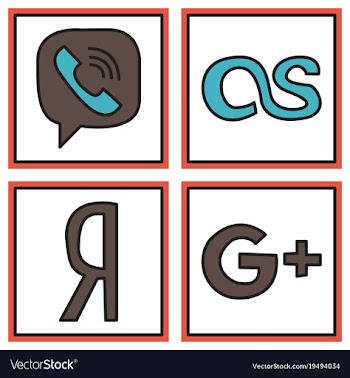 Social network symbols in speech balloons vector image