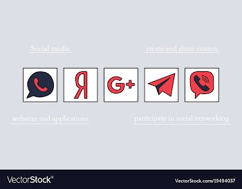 Social network symbols in speech balloons vector image