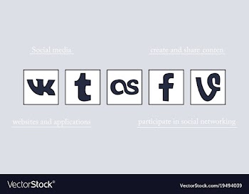 Social network symbols in speech balloons vector image