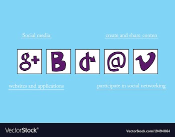 Social network symbols in speech balloons vector image