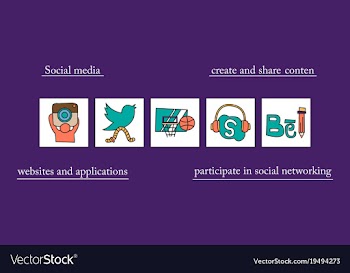 Social network symbols in speech balloons vector image