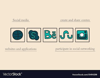 Social network symbols in speech balloons vector image