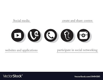 Social network symbols in speech balloons vector image