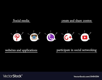 Social network symbols in speech balloons vector image