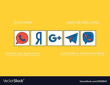 Social network symbols in speech balloons vector image